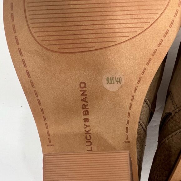 NWOB! Lucky Brand Vennia Slip On Suede Brown Leather Ankle Booties Sz 9M - Picture 11 of 11